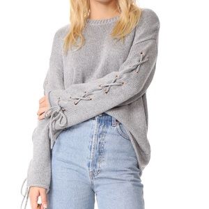 See By Chloe Tie Sleeve Gray Sweater